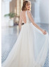 Beaded Ivory Lace Tulle Sexy Flowing Wedding Dress
